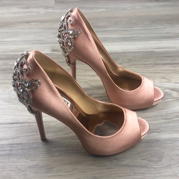 Badgley Mischka Shoes - Badgley Mischka Satin Embellished Heels